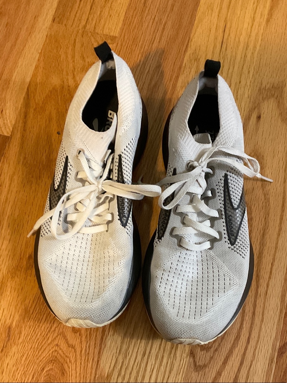Brooks White and Black Athletic Running Shoes